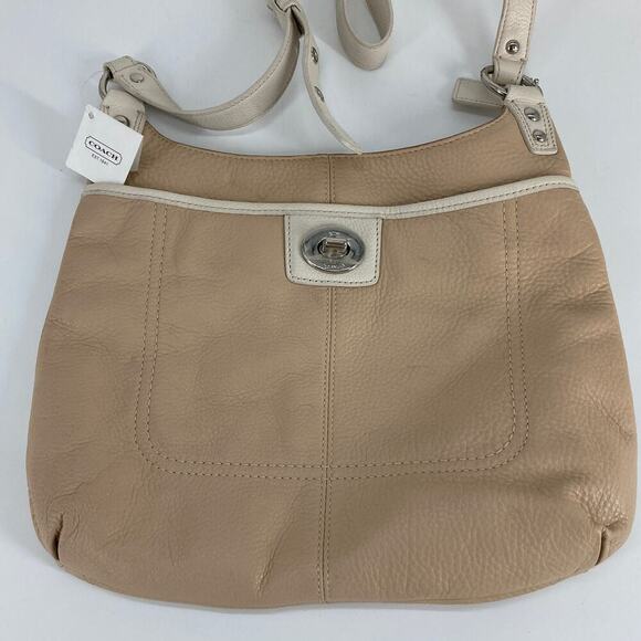 COACH F19265 NWT TAN, CREAM PEBBLED LEATHER CROSSBODY BAG - Picture 2 of 14